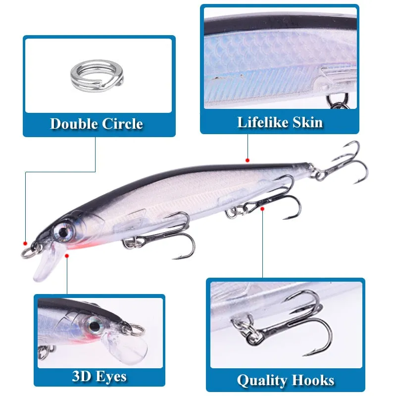 1Pcs Laser Minnow Hard Fishing Lure 11cm 13.8g Artificial Bait Sinking Slowly 3D Eyes Wobbler Tackle For Pike Bass Carp Swimbait