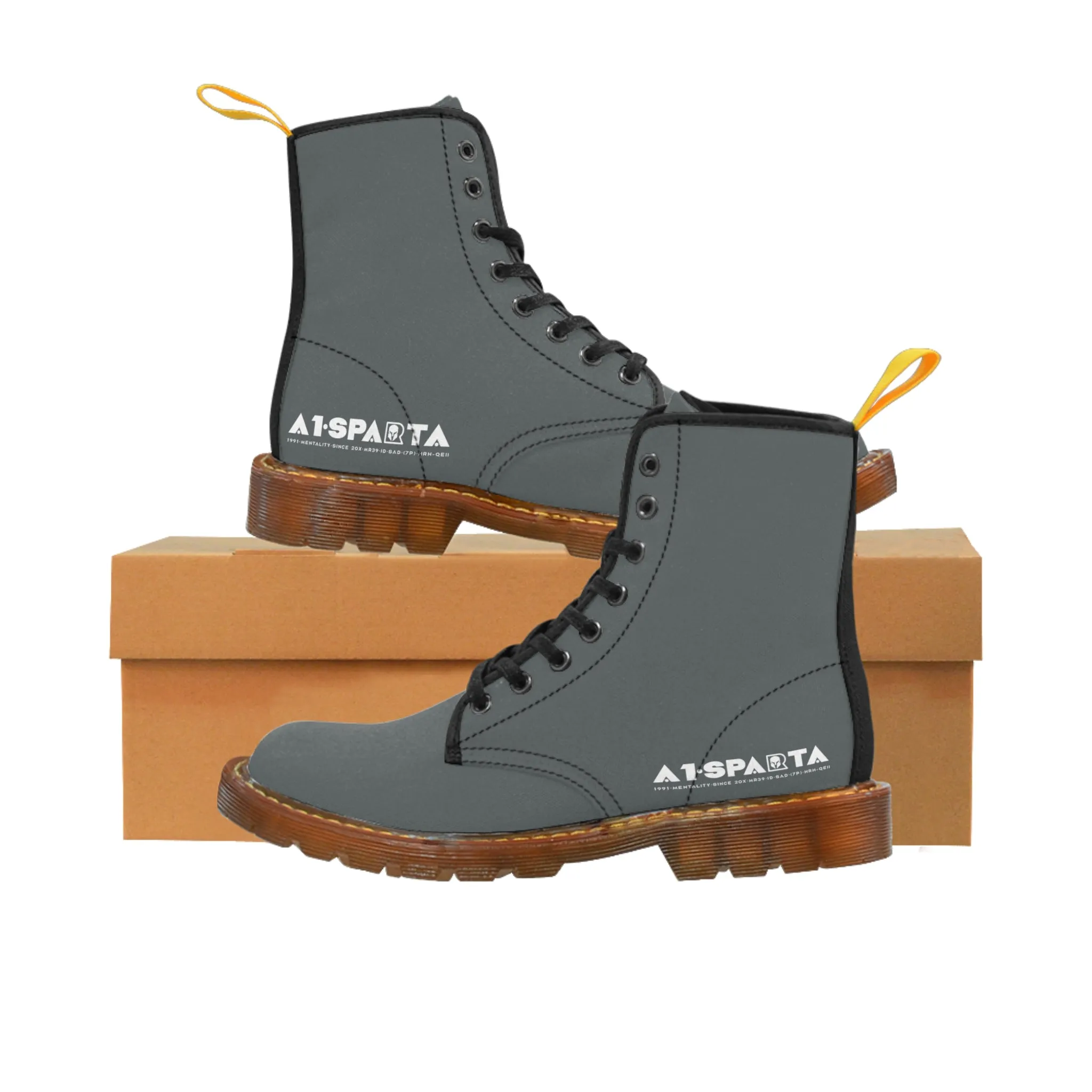 A1-Peace Sparta Grey Canvas Boots AOP