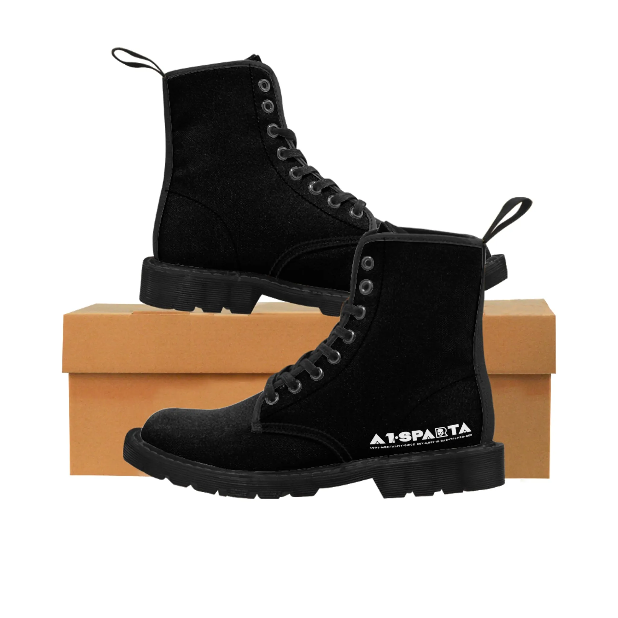 A1-Peace Sparta Grey Canvas Boots AOP