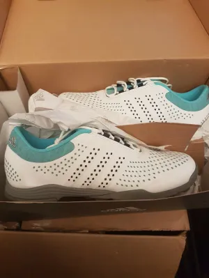 Adidas W Adipure Sport Golf Shoes Ladies White Teal Grey Size 5.5 UK