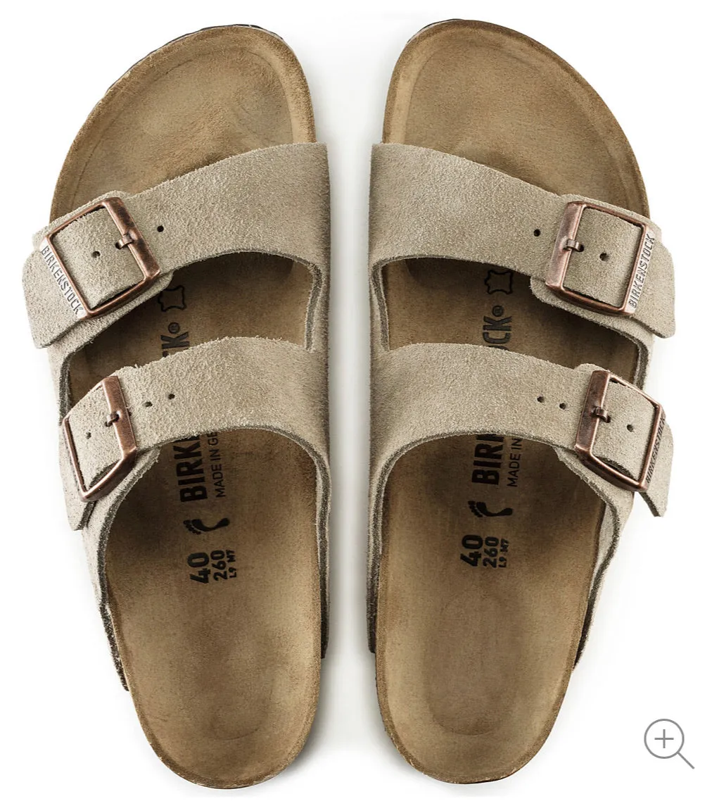 Birkenstock Arizona Taupe Suede Leather Made In Germany