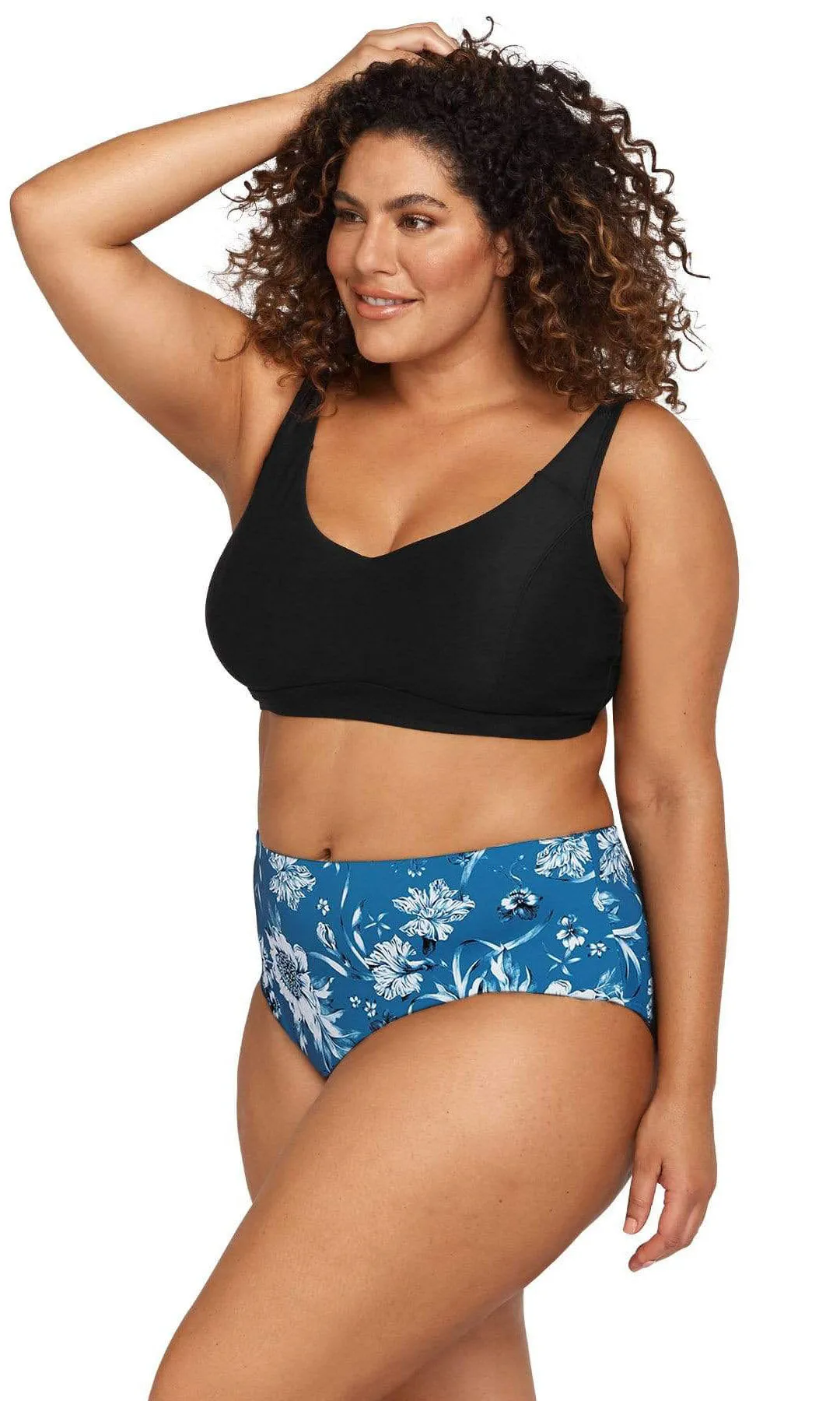 Curve Fit Mid Rise Swim Pant Fleur Du Champ Cerulean Monet