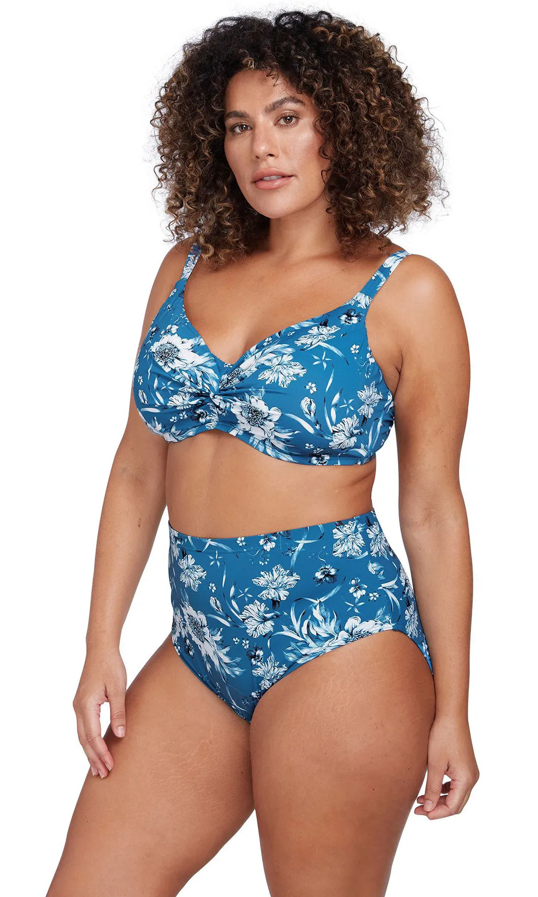 Curve Fit Mid Rise Swim Pant Fleur Du Champ Cerulean Monet