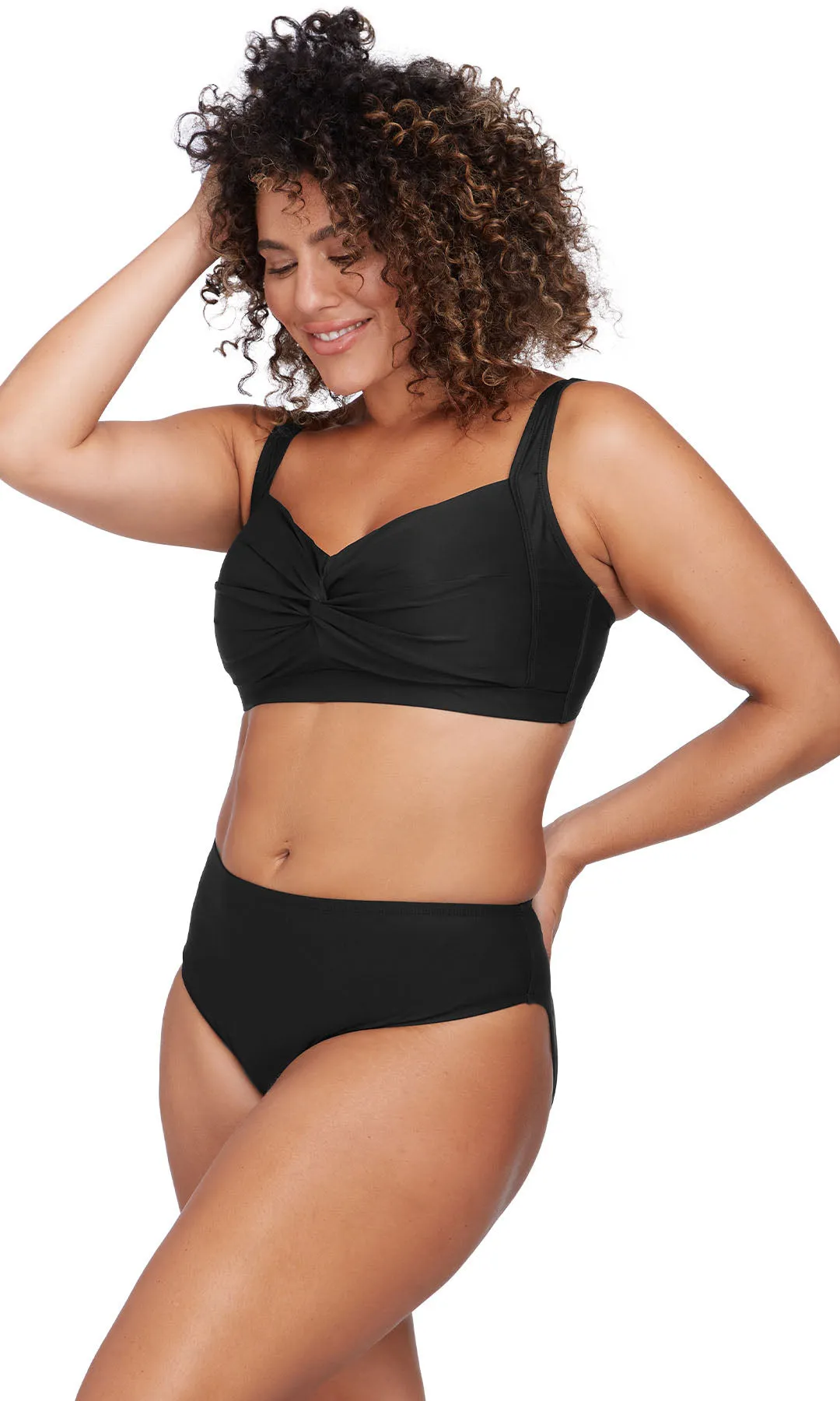 Curve Fit Mid Rise Swim Pant Hues Black Monet