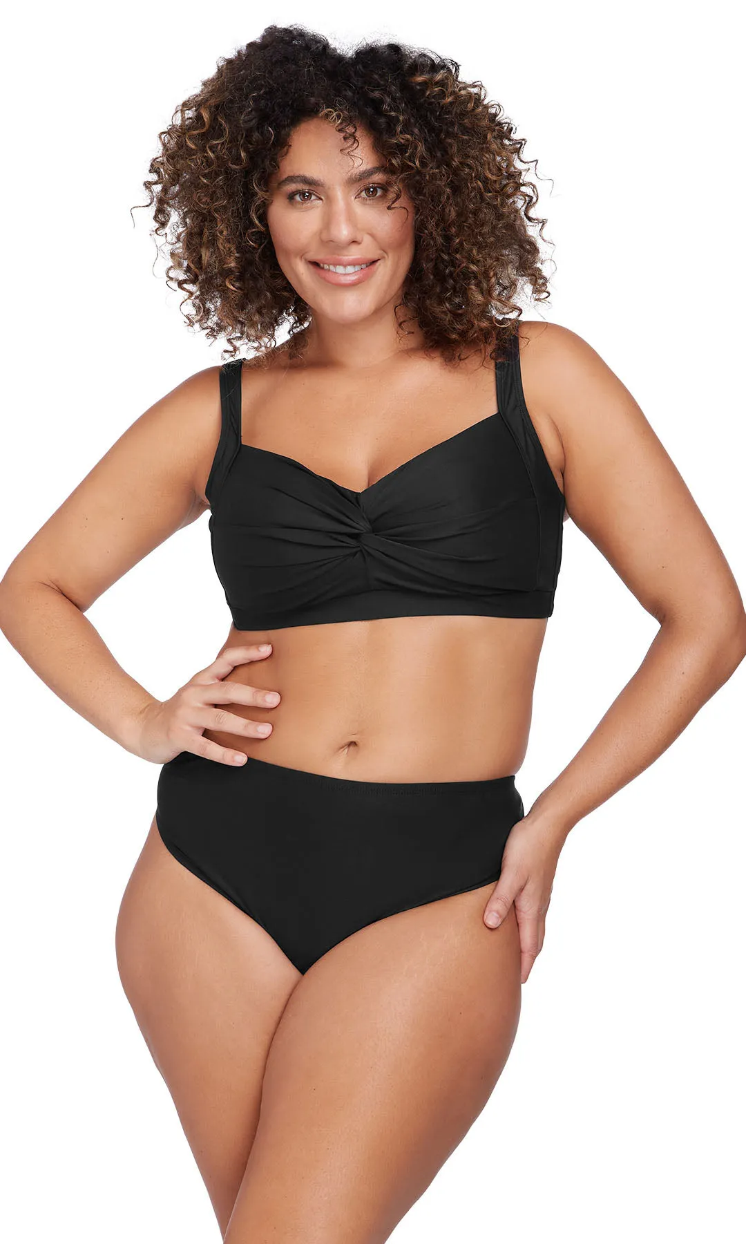 Curve Fit Mid Rise Swim Pant Hues Black Monet