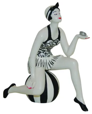 French Style Bathing Beauty Figurine Figure Shelf Sitter Sitting on a Ball Small