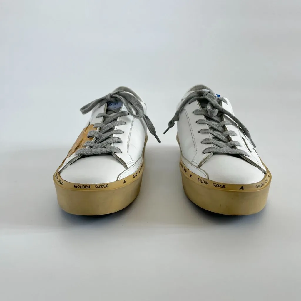 Golden Goose White With Gold Low Top Sneakers, 38