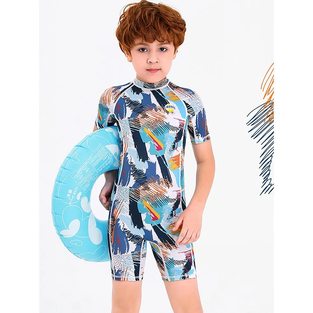 Little Surprise Box One piece Kids Swimwear Geometric print with Cap