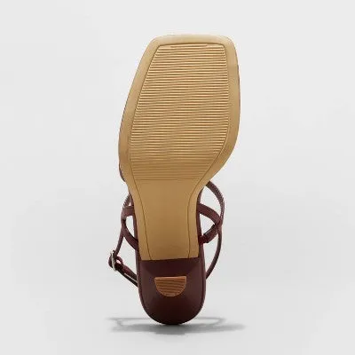Open Box - Women's Dottie Strappy Heels - A New Day Maroon 10