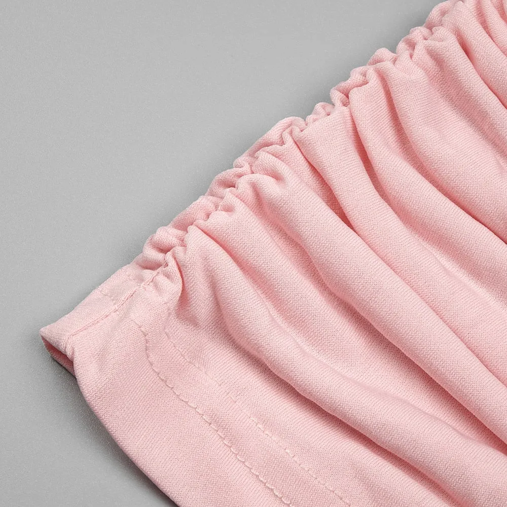 Open Shoulders Pink Mini Dress