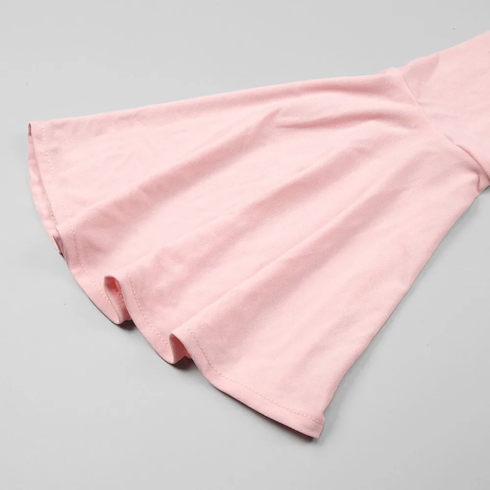 Open Shoulders Pink Mini Dress