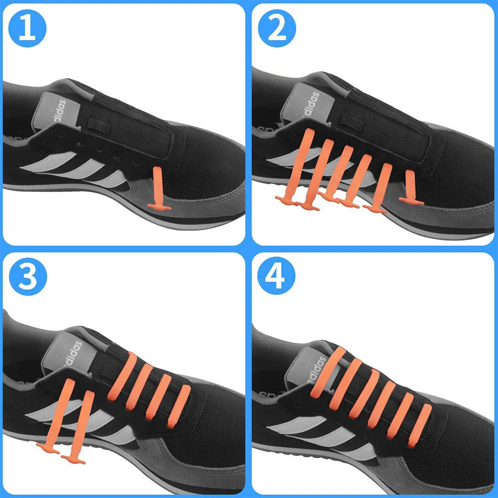 (Set of 16) 41-61 mm Ribbonless Flat Shoelaces Rubber Shoelaces - Orange