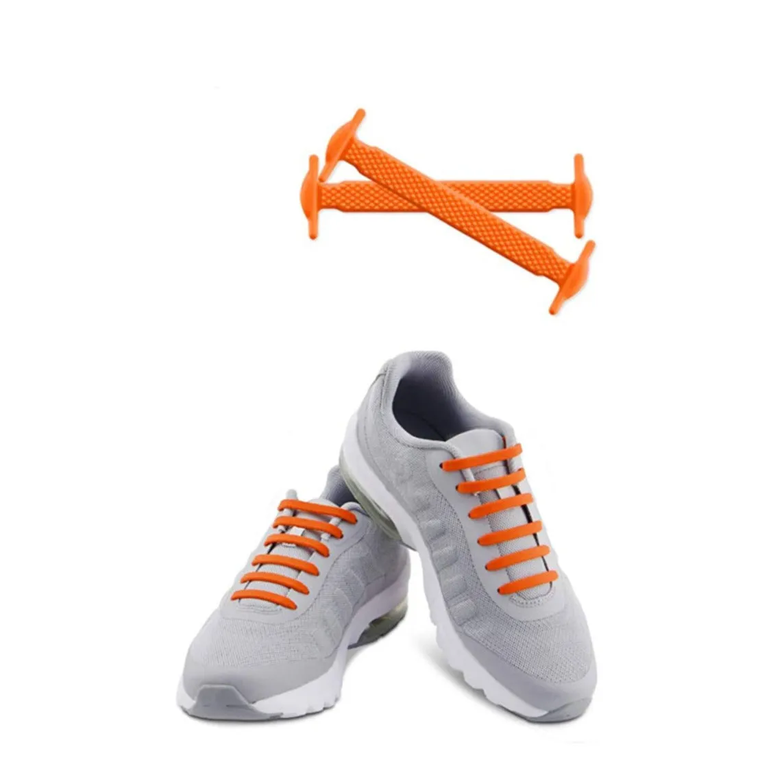 (Set of 16) 41-61 mm Ribbonless Flat Shoelaces Rubber Shoelaces - Orange