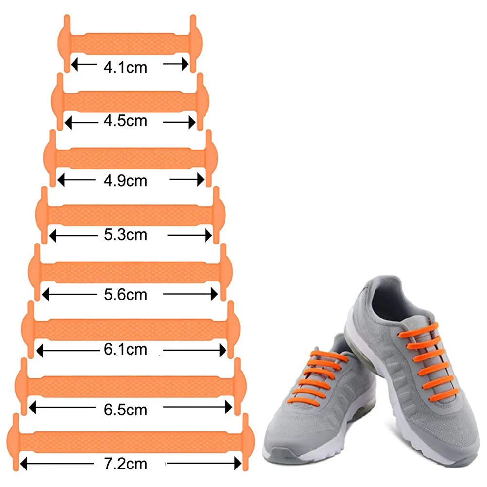 (Set of 16) 41-61 mm Ribbonless Flat Shoelaces Rubber Shoelaces - Orange