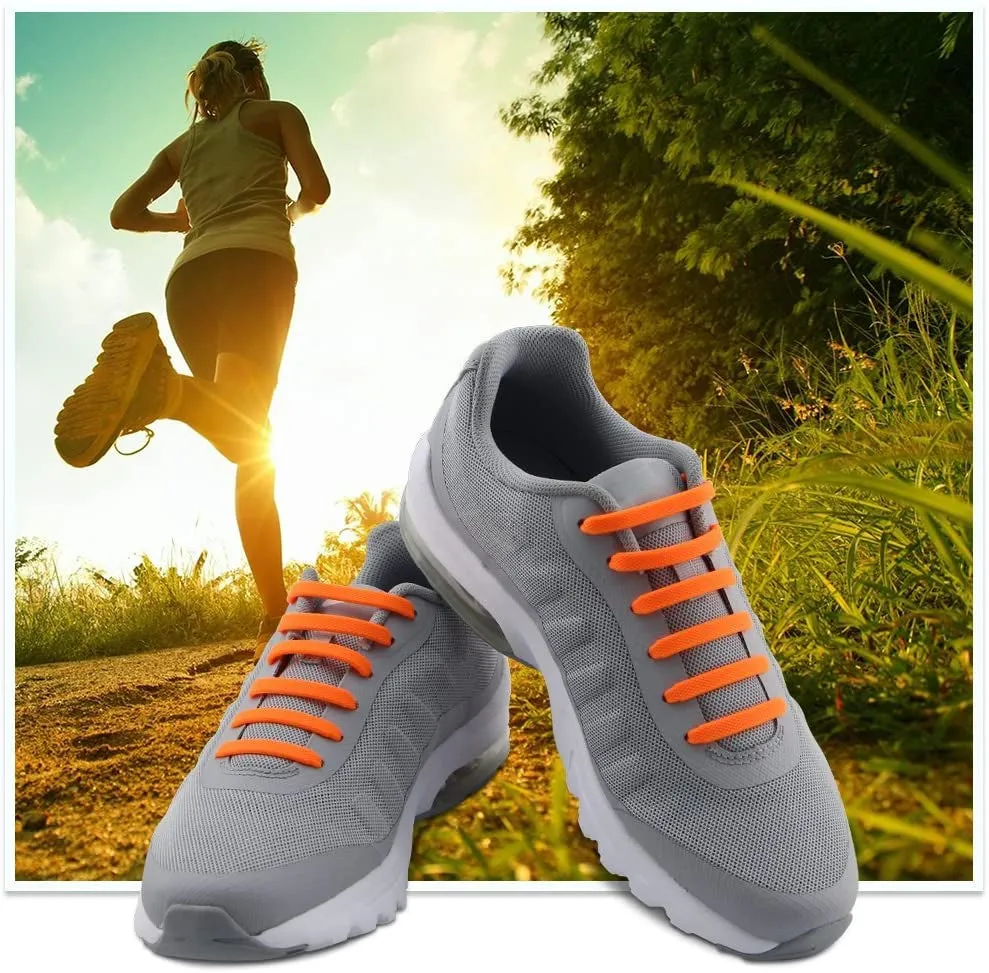 (Set of 16) 41-61 mm Ribbonless Flat Shoelaces Rubber Shoelaces - Orange