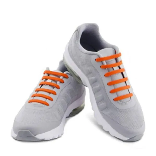 (Set of 16) 41-61 mm Ribbonless Flat Shoelaces Rubber Shoelaces - Orange
