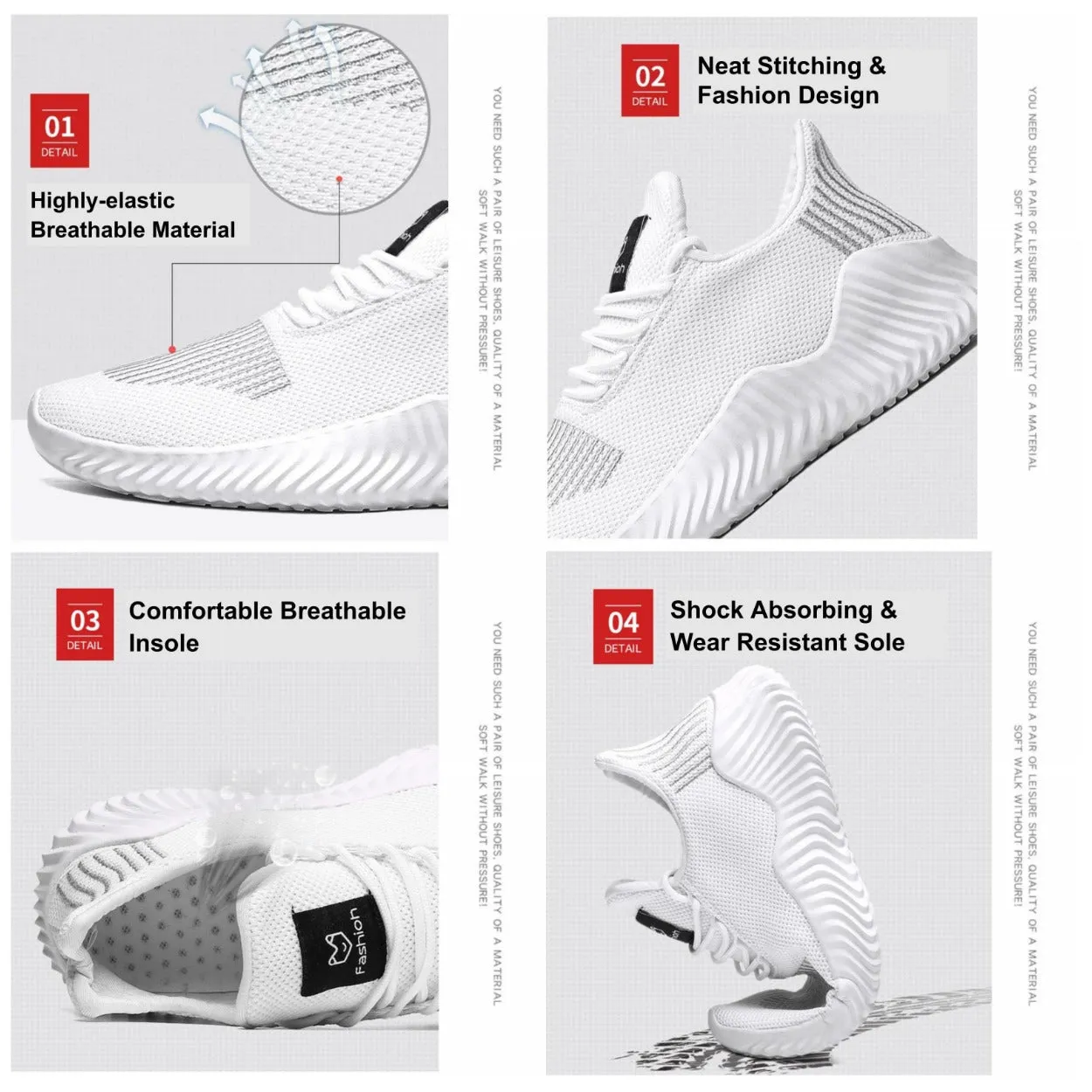Sneakers Men's Outdoor Road Shoes Breathable Lightweight Non-Slip - Grey Size US11 = US46