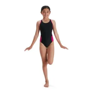 Speedo Girls Boom Splice One Piece - Black