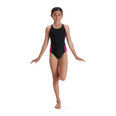 Speedo Girls Boom Splice One Piece - Black
