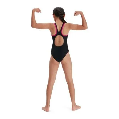 Speedo Girls Boom Splice One Piece - Black